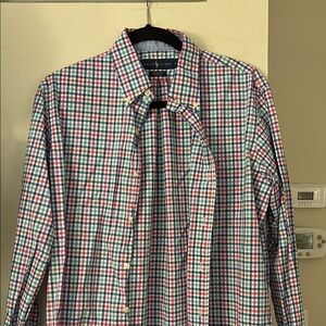 Ralph Lauren Multi-checkered Red, Blue and Green 100% Cotton Button Down Shirt